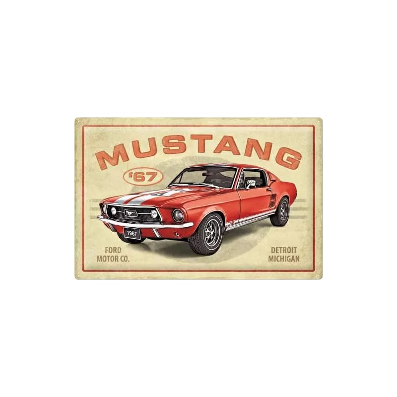 Plakat blaszany 40x60cm Ford Mustang GT 1967 Red