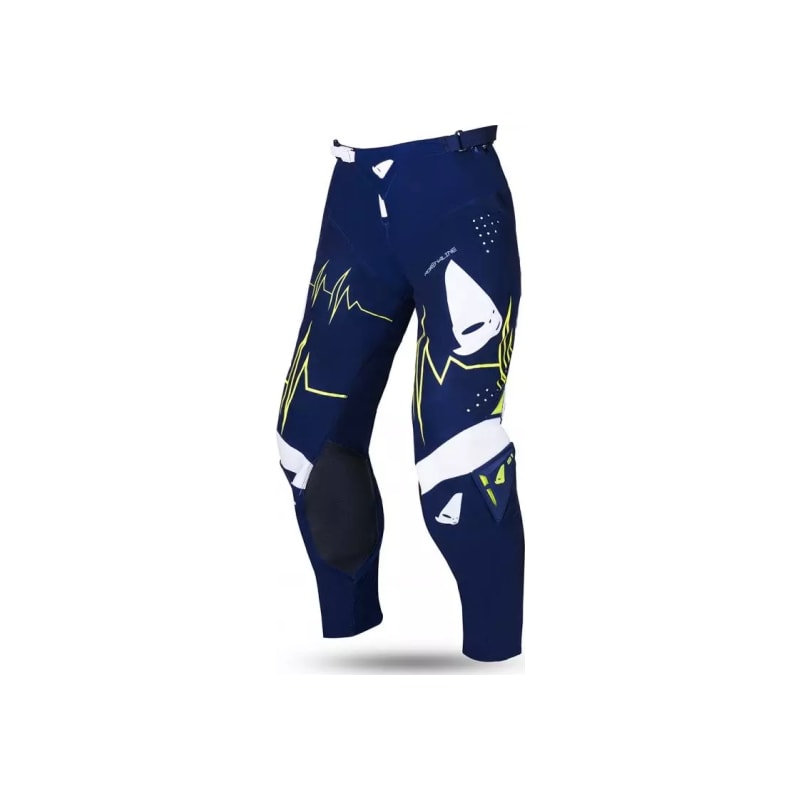 Spodnie motocyklowe cross enduro UFO Adrenaline Slim niebieski biały żółty neon M 50