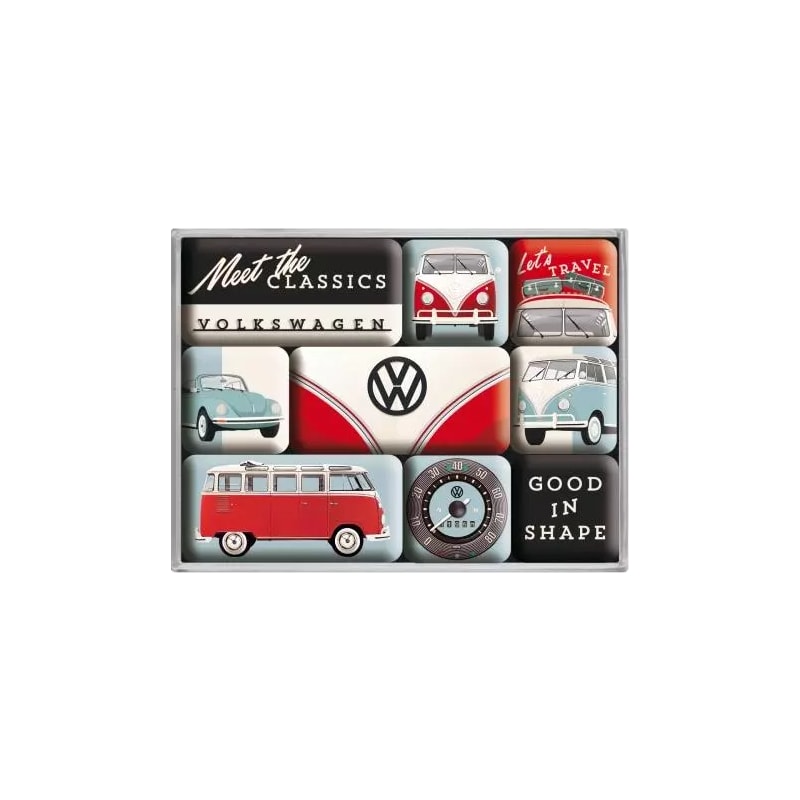 Magnesy na lodówkę zestaw 9szt. VW Meet classics