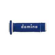 Manetki kierownicy Domino A180 ATV niebieski białi 22mm 122mm zamknięte