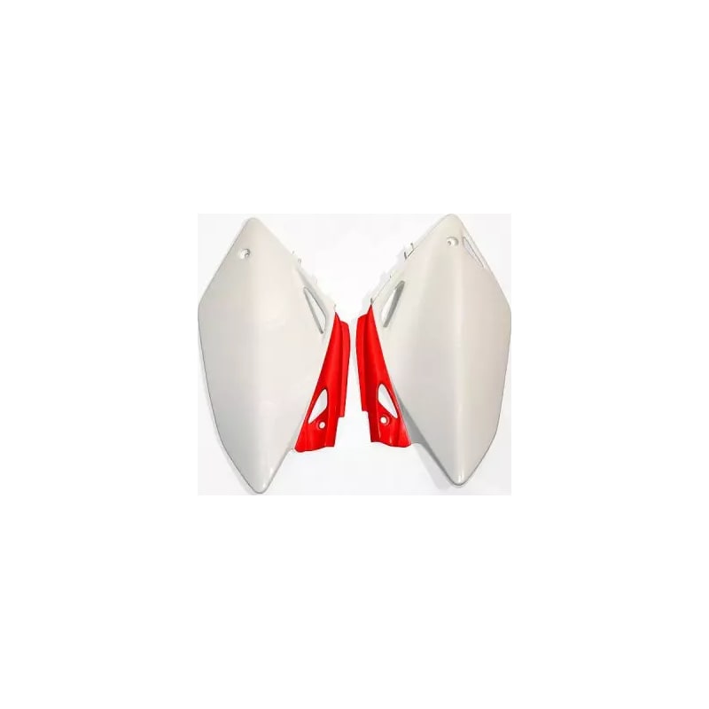 Komplet plastikowych osłon bocznych tylnych UFO Honda CRF 450R 07-08 OEM (białe czerwone)