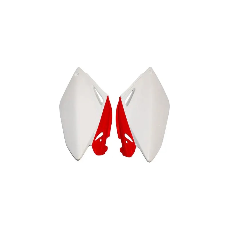 Komplet plastikowych osłon bocznych tylnych UFO Honda CRF 250R 06-09 OEM (białe czerwone)