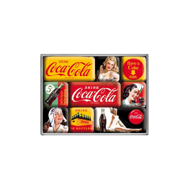 Magnesy na lodówkę zestaw 9szt. Coca-Cola Yellow
