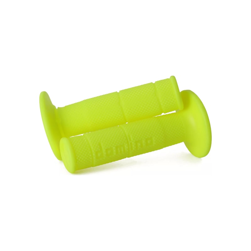 Manetki kierownicy Domino Cross żółty neon 22mm 123mm zamknięte