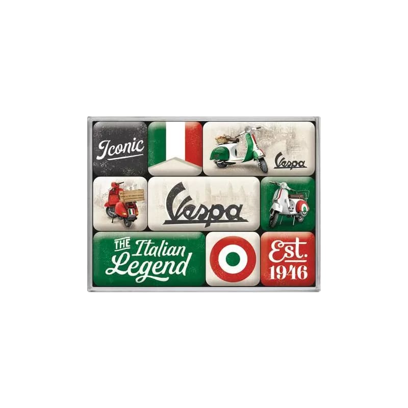 Magnesy na lodówkę zestaw 9szt. Vespa Italian Legend
