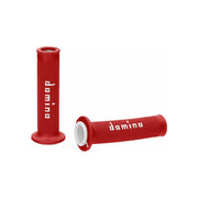 Manetki kierownicy Domino A010 Road Racing czerwony biały 22mm 125mm otwarte