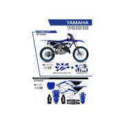 Komplet plastików i oklein UFO Stokes + tablica przód i osłony amortyzatorów Yamaha YZ 125 250 22 niebieski czarny biały OEM
