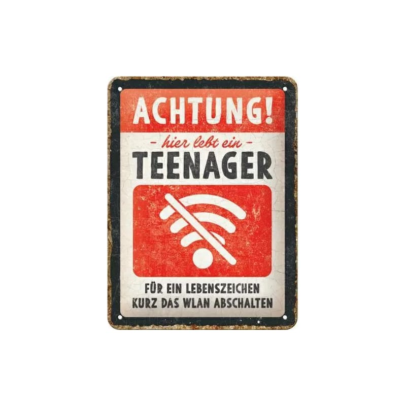 Plakat blaszany 15x20cm Achtung Teenager