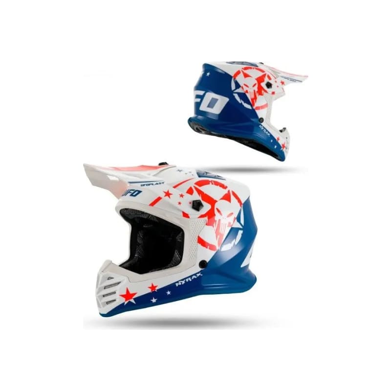 Kask motocyklowy cross enduro Junior Kid UFO niebieski/biały M
