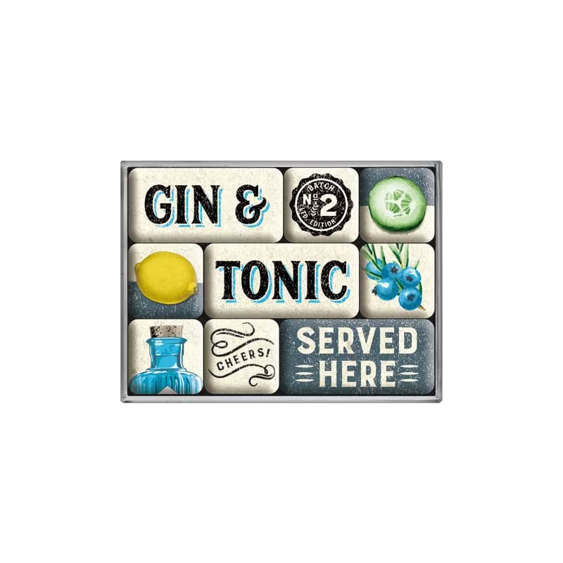 Magnesy na lodówkę zestaw 9szt. Gin & Tonic Served