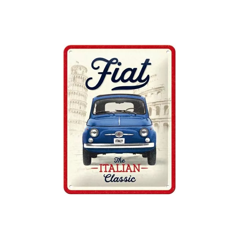 Plakat blaszany 15x20cm Fiat 500 Classic The Italian