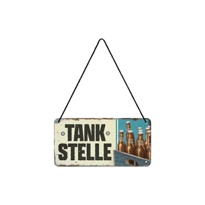 Zawieszka blaszana na ścianę 10x20cm Tankstelle Bier