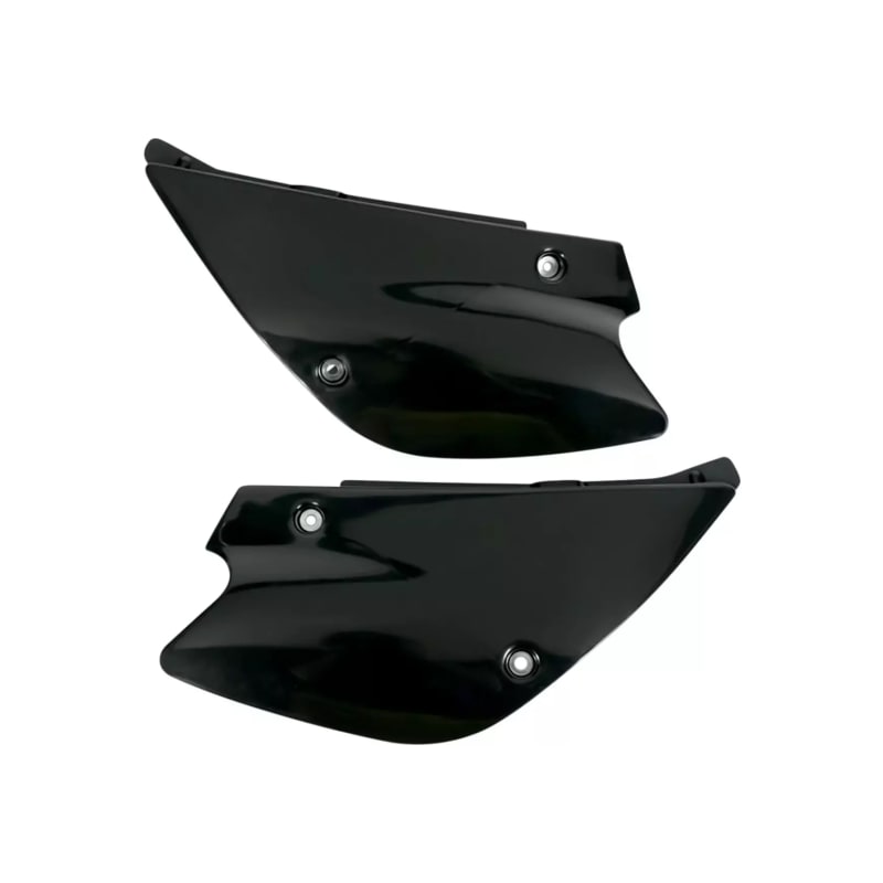 Komplet plastikowych osłon bocznych tylnych UFO Kawasaki KX 80 98-00 KX 85 01-12 czarne