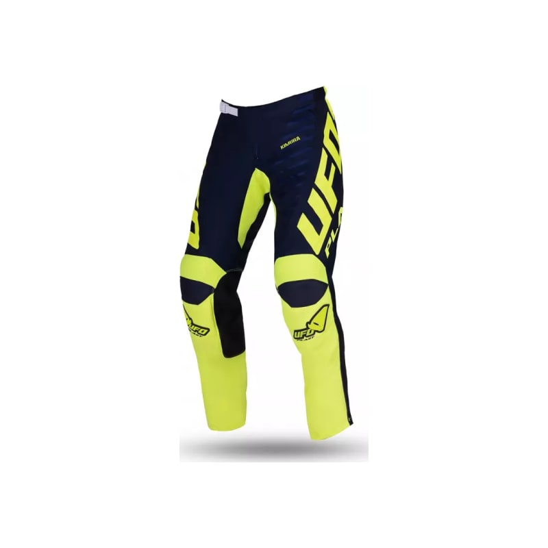 Spodnie motocyklowe cross enduro UFO Kimura Junior Kid niebieski żółty Neon 40