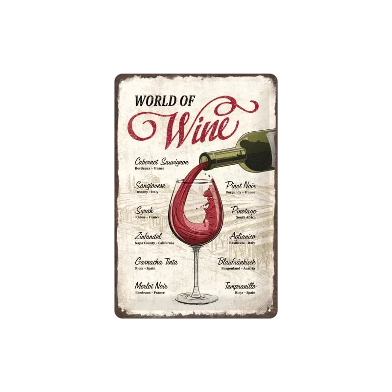 Plakat blaszany 20x30cm World of Wine