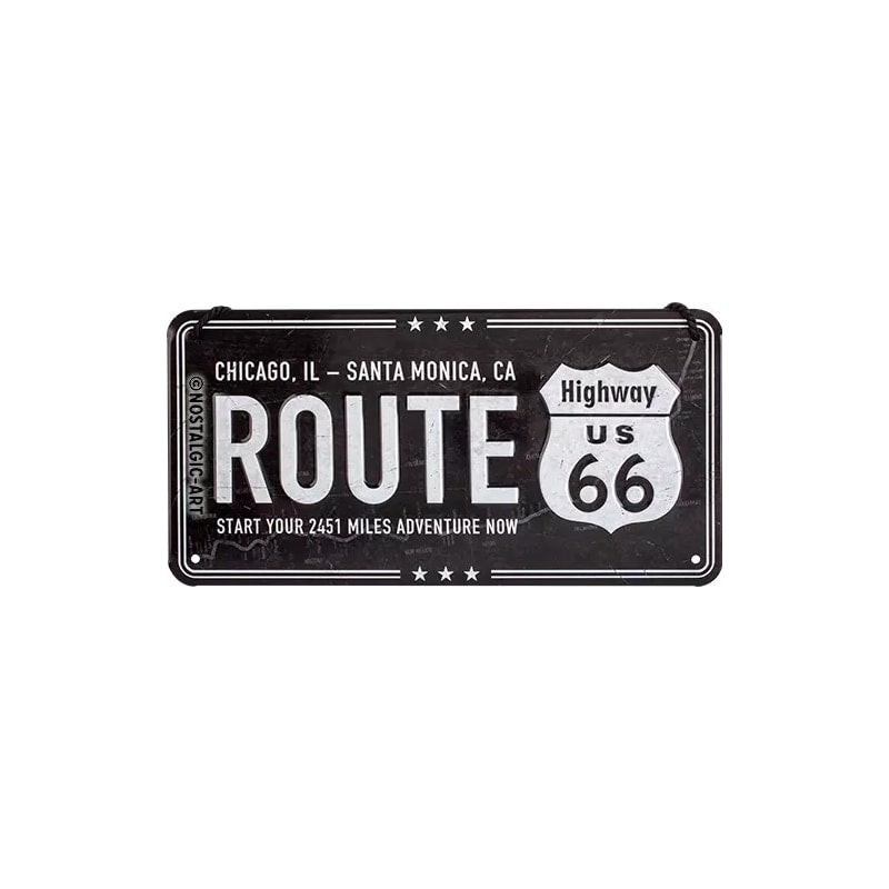 Zawieszka blaszana na ścianę 10x20cm Highway 66 Black