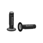 Manetki kierownicy Domino A020 cross enduro czarny szary 22mm 120/123mm zamknięte
