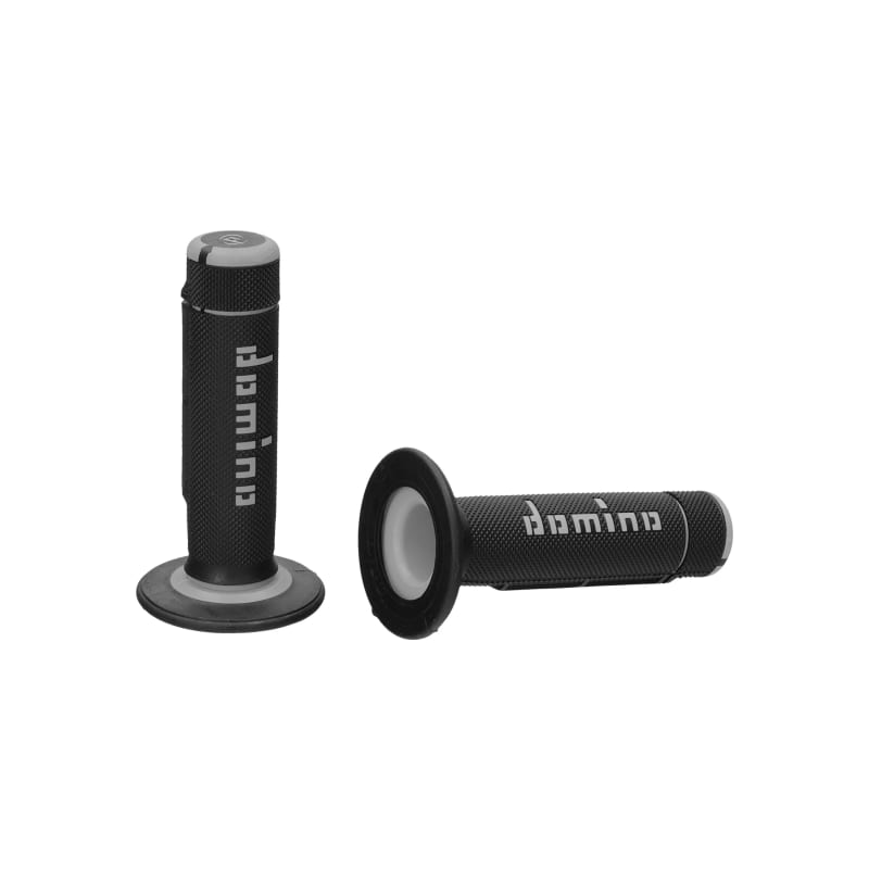 Manetki kierownicy Domino A020 cross enduro czarny szary 22mm 120/123mm zamknięte