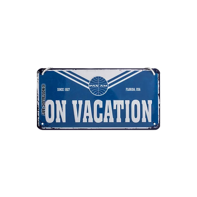 Zawieszka blaszana na ścianę 10x20cm Pan Am On Vacation