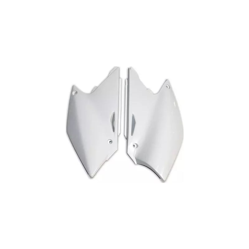 Komplet plastikowych osłon bocznych tylnych UFO Kawasaki KXF 250 04-05 białe KX