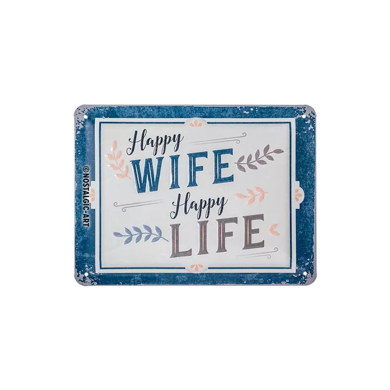 Plakat blaszany 15x20cm Happy Wife Happy Life