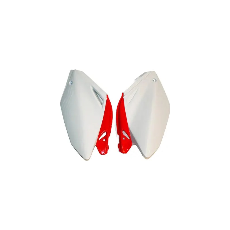 Komplet plastikowych osłon bocznych tylnych UFO Honda CRF 250R 04-05 OEM (białe czerwone)