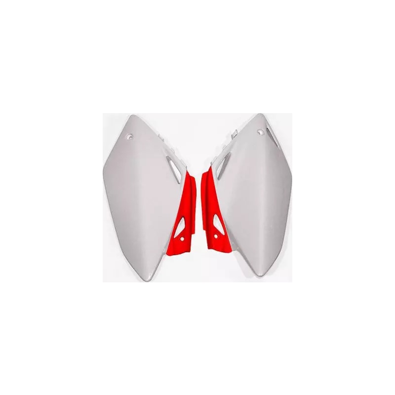 Komplet plastikowych osłon bocznych tylnych UFO Honda CRF 450R 05-06 OEM (białe czerwone)