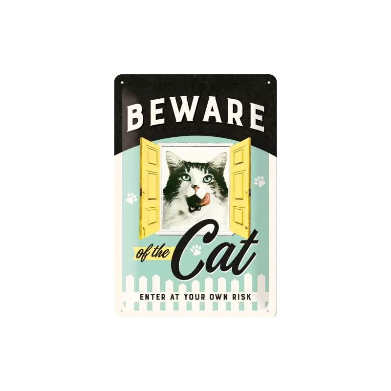 Plakat blaszany 20x30cm Beware of the Cat