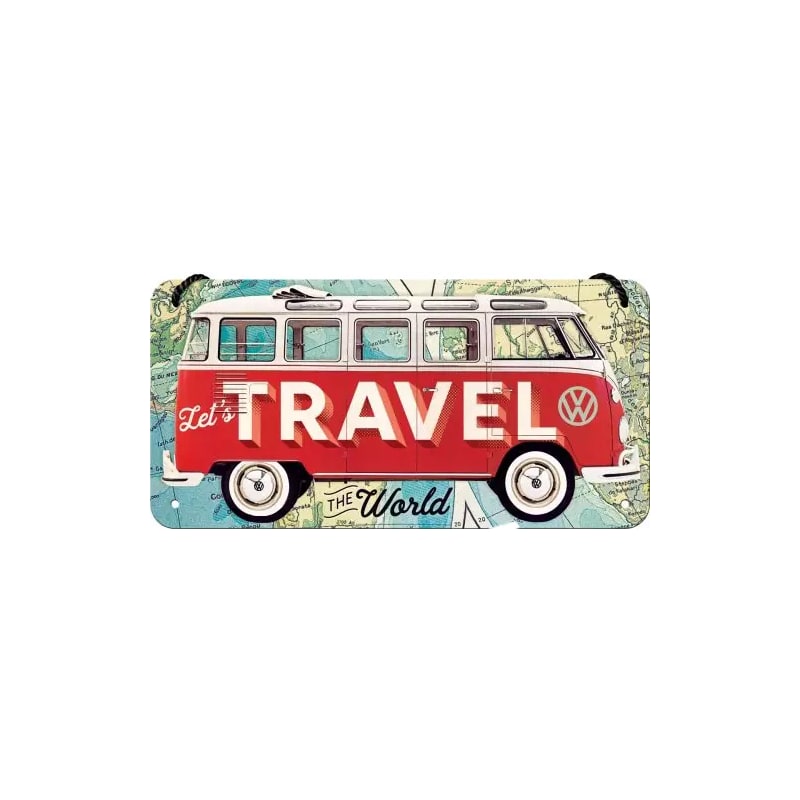 Zawieszka blaszana na ścianę 10x20cm VW Bulli Lets Travel