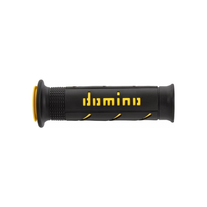 Manetki kierownicy Domino A250 czarno-żółte 22mm 125mm otwarte