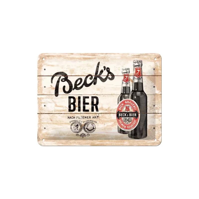 Plakat blaszany 15x20cm Becks Bottes