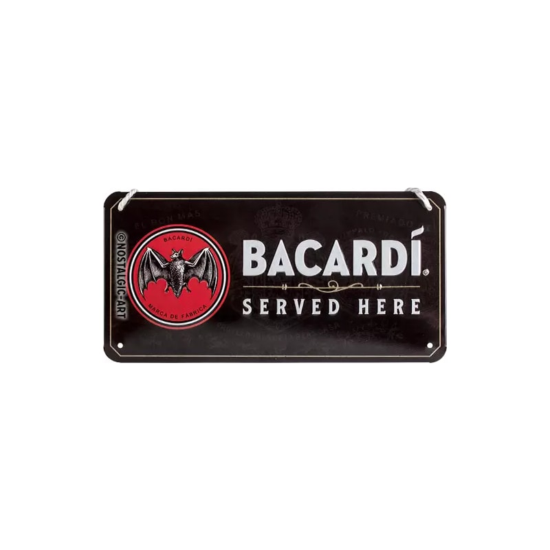 Zawieszka blaszana na ścianę 10x20cm Bacardi Served Here