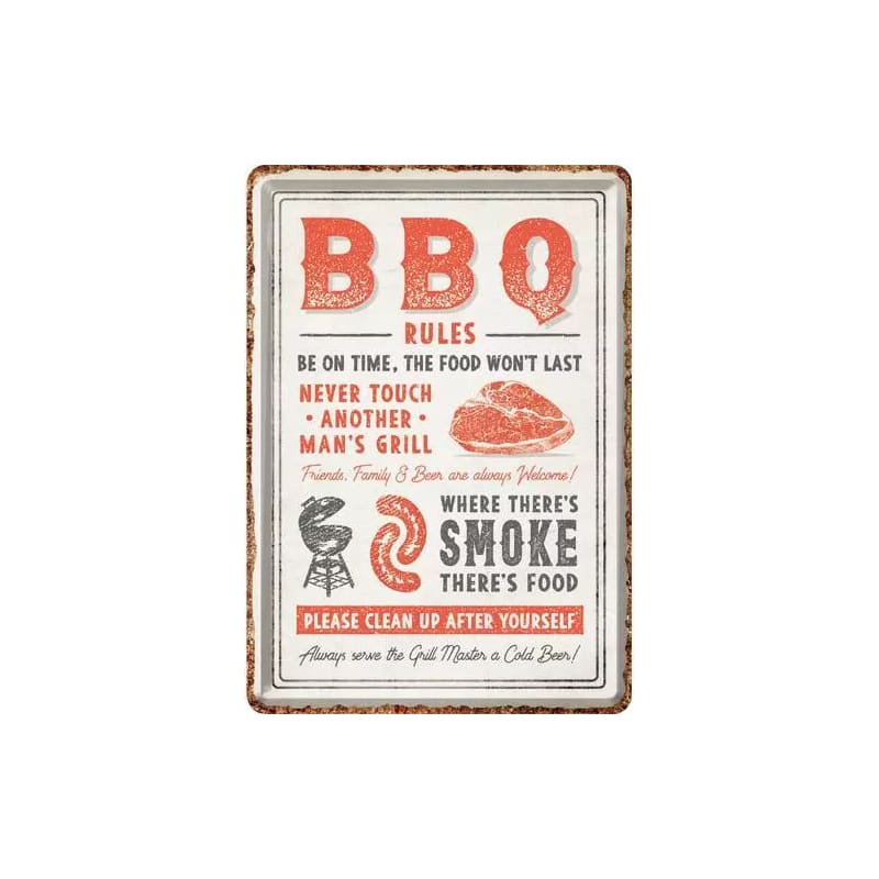 Pocztówka blaszana 14x10cm BBQ Rules