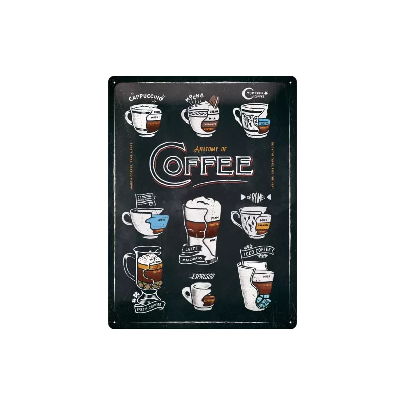 Plakat blaszany 30x40cm Anatomy Of Coffee