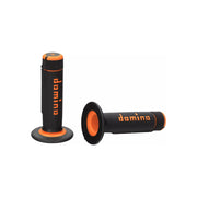 Manetki kierownicy Domino A020 cross enduro czarny pomarańczowy 22mm 120/123mm zamknięte