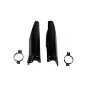 Osłony amortyzatora przód UFO Kawasaki KX 125 250 05-14 KXF 250 04-05 czarne (Z PROWADNICAMI)