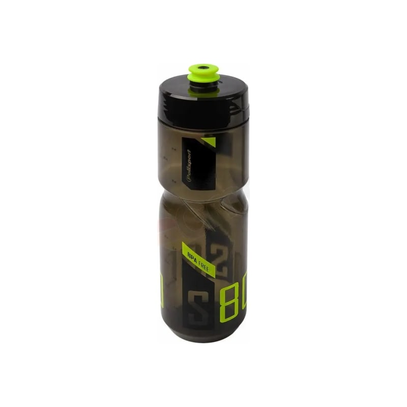 Bidon Polisport S800 przezroczysty czarny/zielony fluo zakręcany 700ml