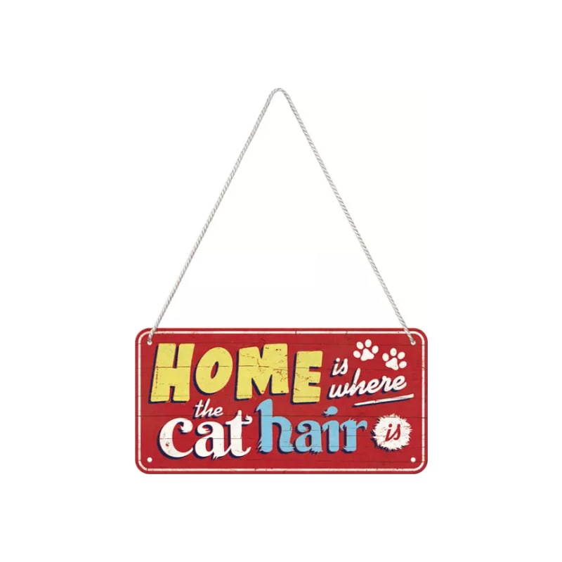 Zawieszka blaszana na ścianę 10x20cm Home is where the Cat