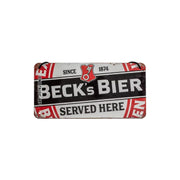 Zawieszka blaszana na ścianę 10x20cm Becks-Label Served Here