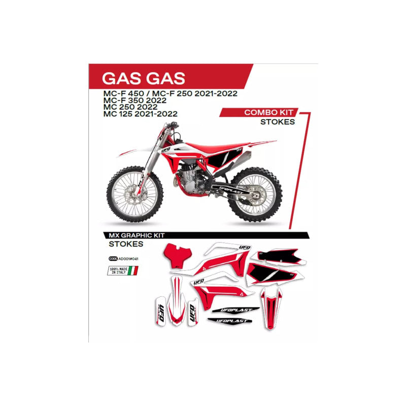 Okleina motocyklowa UFO Stokes GAS GAS MC 125 21-22 MC 250 22 MCF 250 350 450 21-22 biały