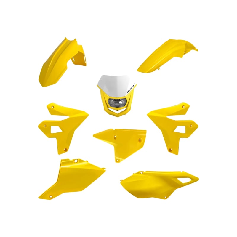 Zestaw plastików Polisport + lampa przód żółty