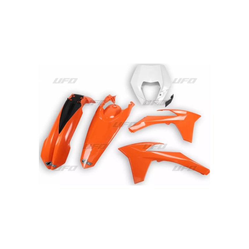 Komplet plastików UFO KTM EXC EXCF 12-13 biały pomarańczowy OEM