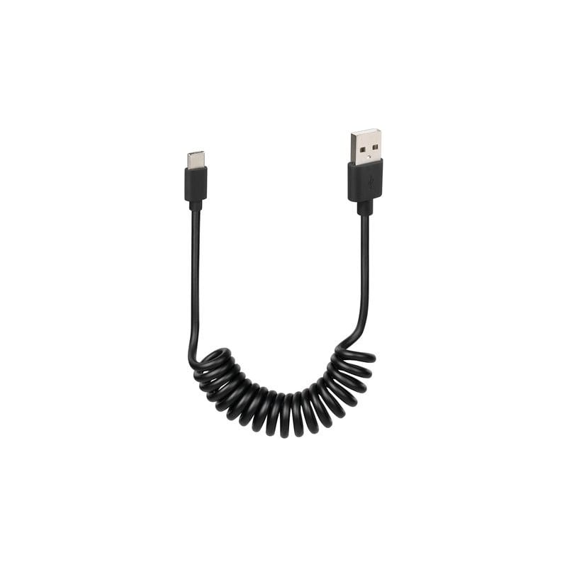 LAMPA Kabel sprężynowy Usb> USB typu C - 100 cm - czarny