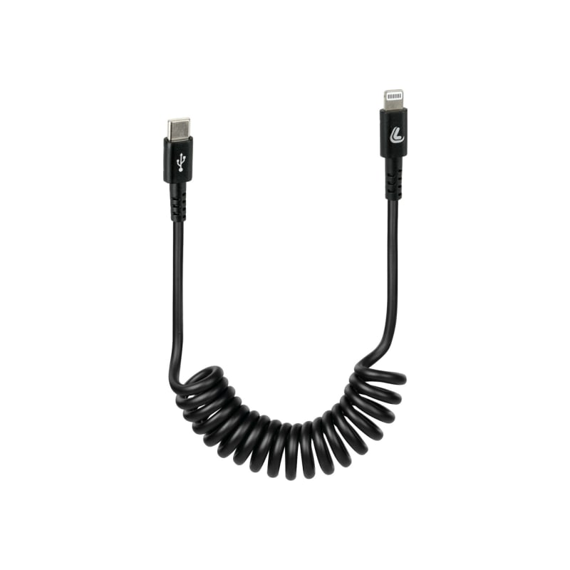 LAMPA Kabel sprężynowy Usb C> Apple 8 Pin - 100 cm - czarny