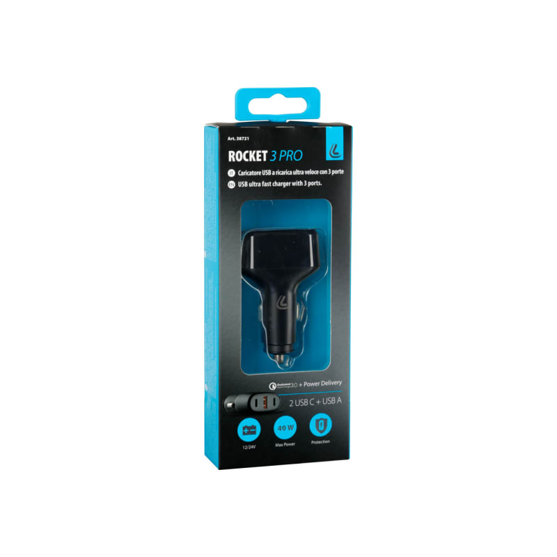 LAMPA Ładowarka Rocket 3 Pro, 3 porty USB - PD / QC 3.0 - 40W - 12/24V