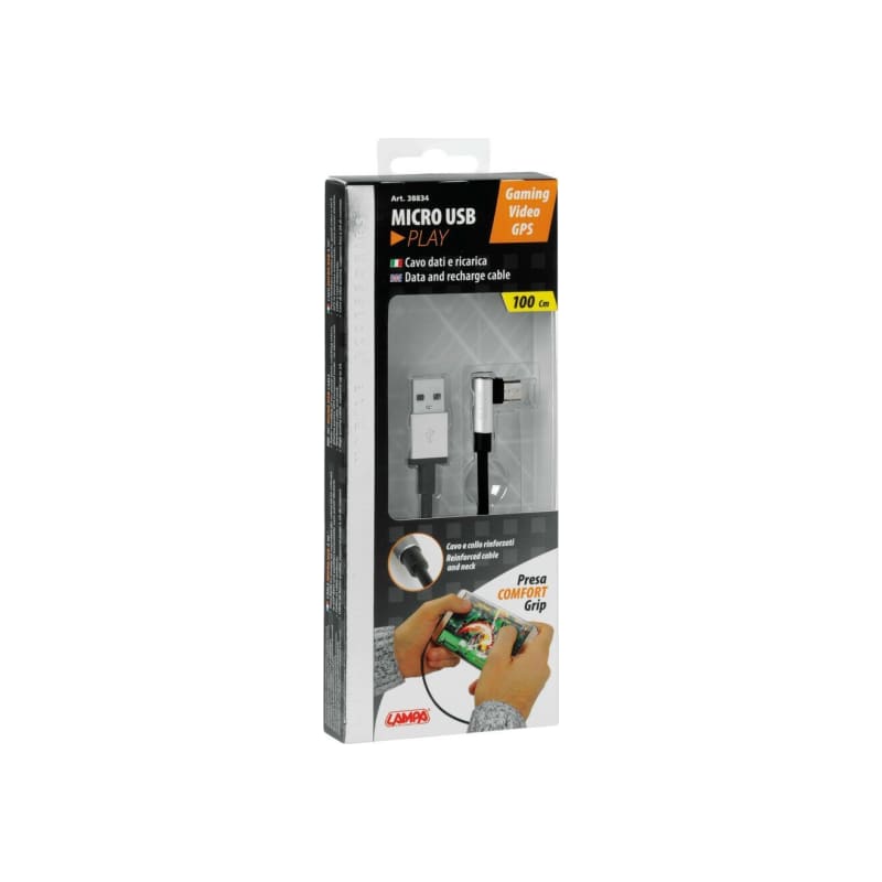LAMPA Przewód Usb 90 ° > Micro Usb - 100 cm - czarny
