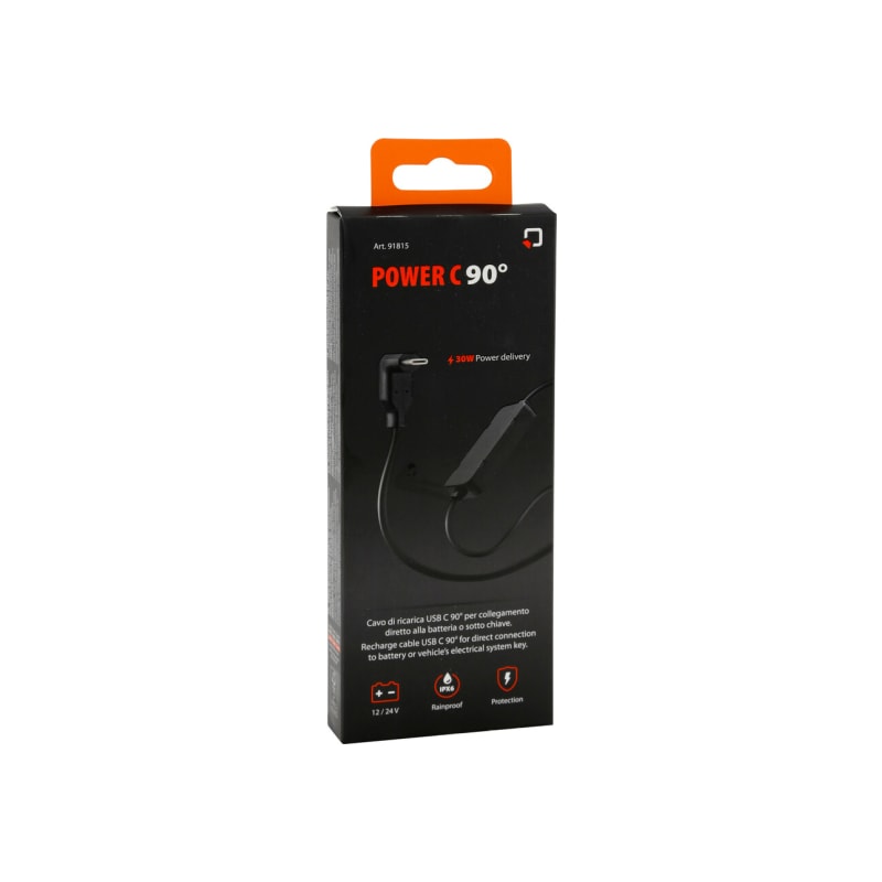 LAMPA Power C 90° - Kabel do ładowania USB C, bezpośrednie podłączenie akumulatora - 12/24V