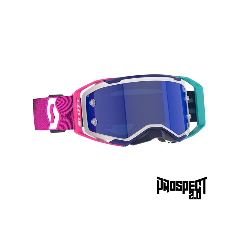 Gogle offroad Scott Prospect 2.0 AMP Niebiesko-Różowe (Szyba Niebieska Chrome)